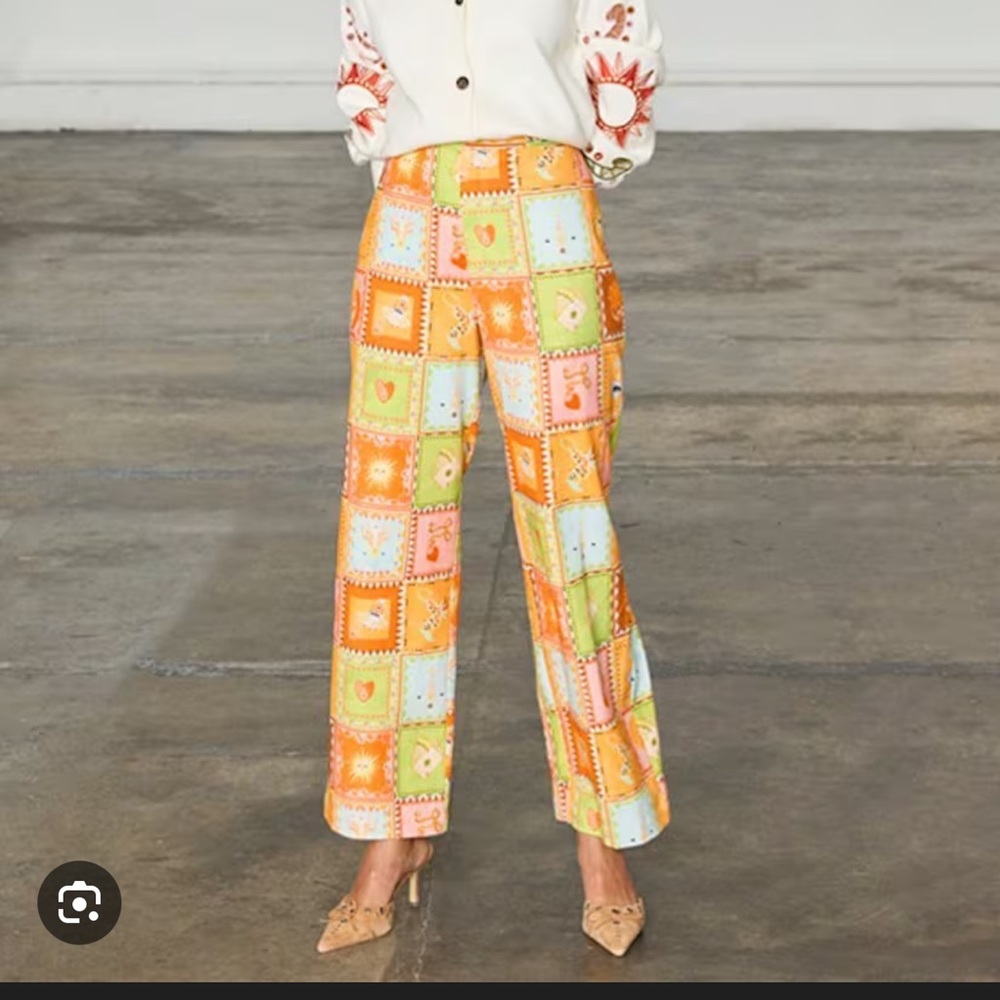 Never Fully Dressed Orange Multi Patchwork Wide-L… - image 2